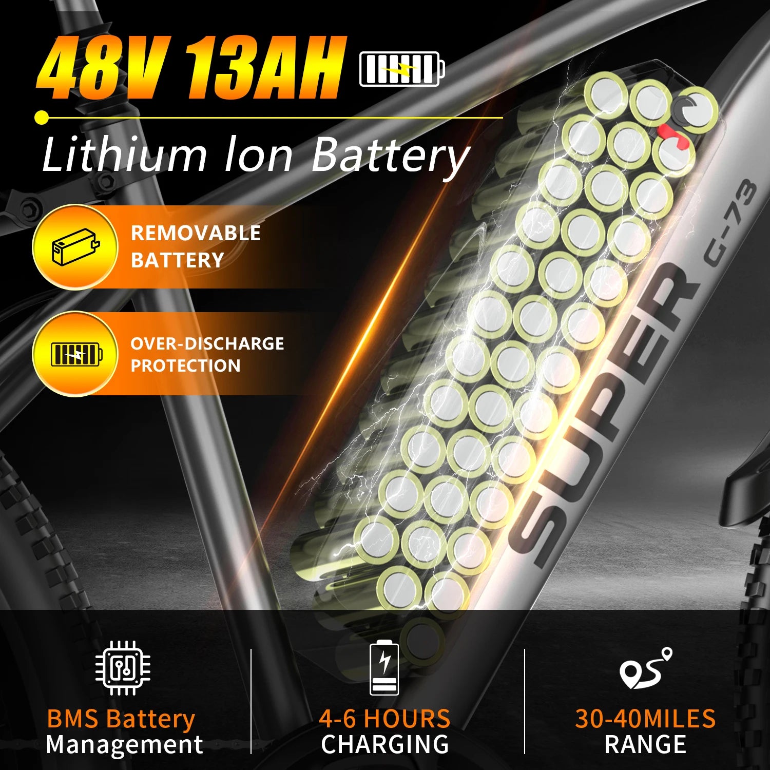 Bicicleta eléctrica de 26" 48V 13Ah 7 velocidades para desplazamientos