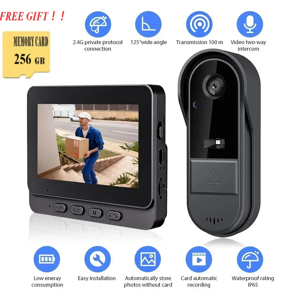 4.3inch 2.4G  Wireless Video Doorbell Camera WIFI Night Vision Smart Home Security Door Bell Two Way Intercom For Home Spy-shop.com