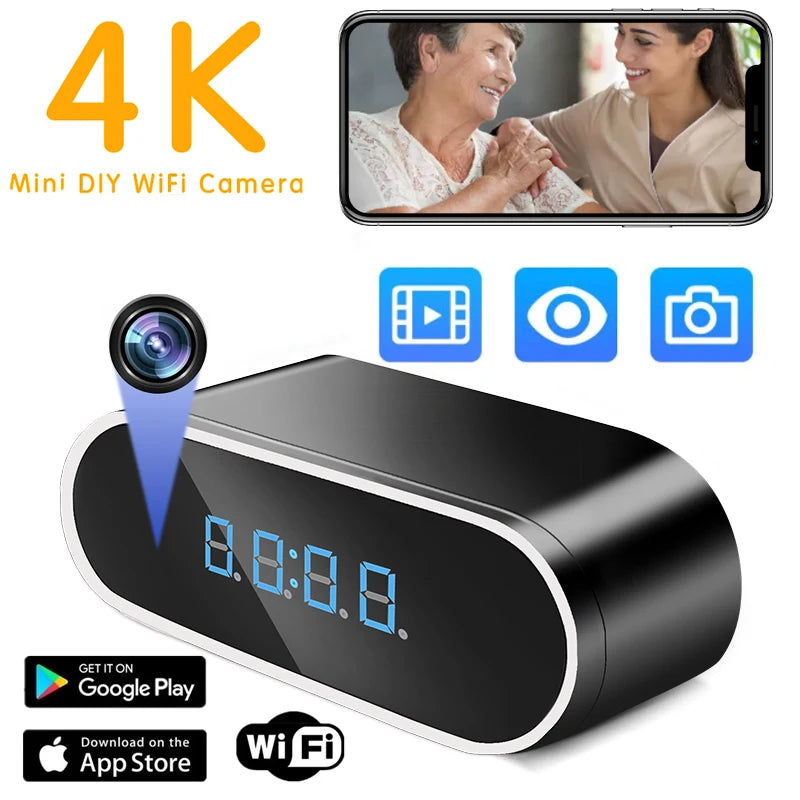 VIP WiFi Mini Clock Camera HD 1080P Surveillance Cams Night Vision Alarm Monitor Wireless Video Recorder Camcorder Home Security 