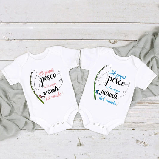 My Dad Caught The Best Mom in The World Baby Bodysuit Mothers Day Newborn Rompers New Mom Gifts Toddler Infant Jumpsuit