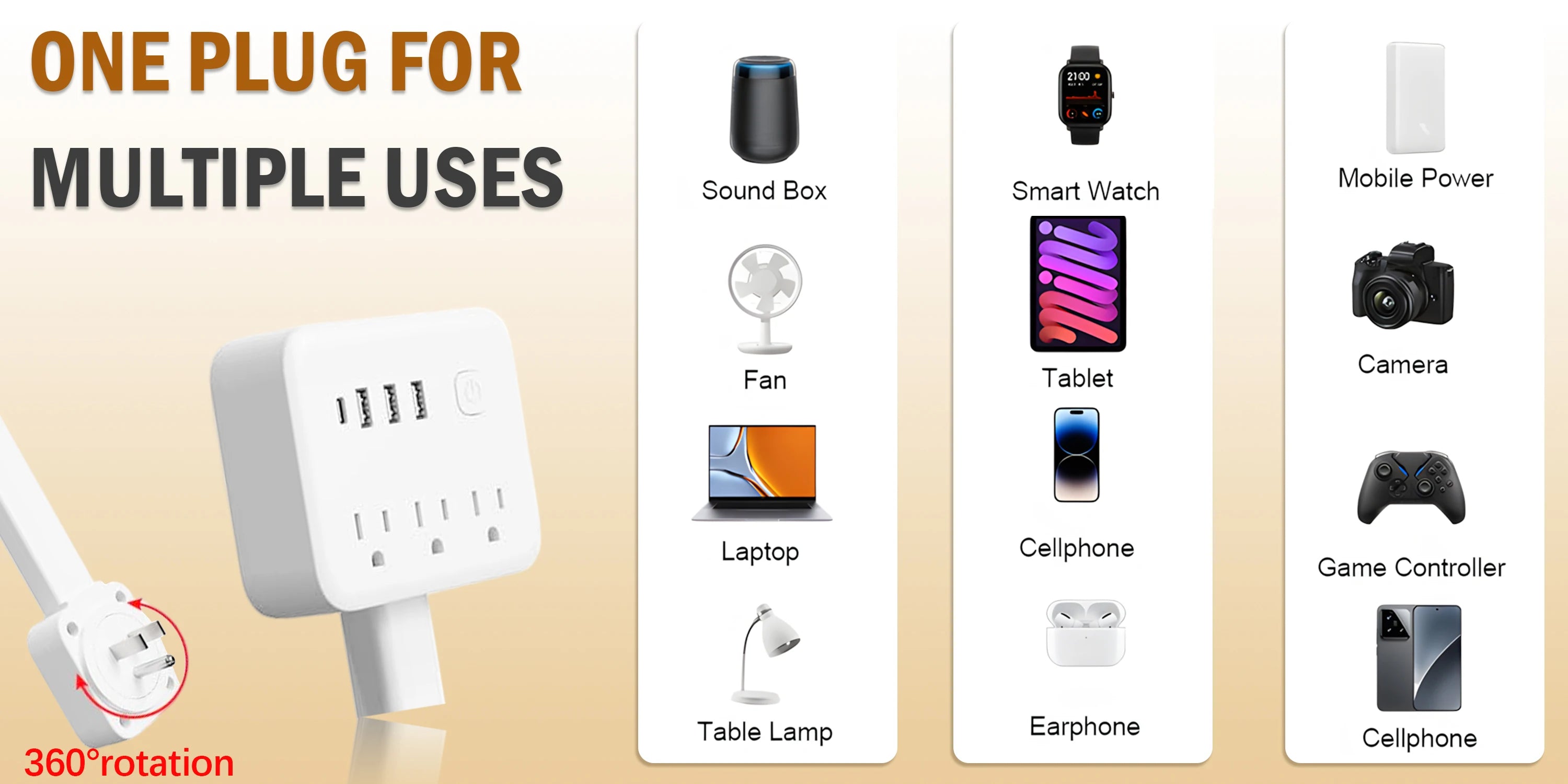 3 Style Retractable Sockets in Various Shapes US Plug Power Strip with AC Outlets USB Port(USB-A/C),Adjustable Electrical Outlet Extender Stick,Multi Socket Wall Socket Universal for Hard-to-Reach Wall Outlets Behind Couch,Be
