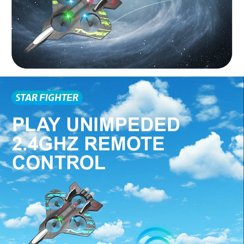 Glider Flying Helicopter RC Hobby Jet Plane 2.4G Stunt Remote Control Foam Fighter Airplane Toy With Light 