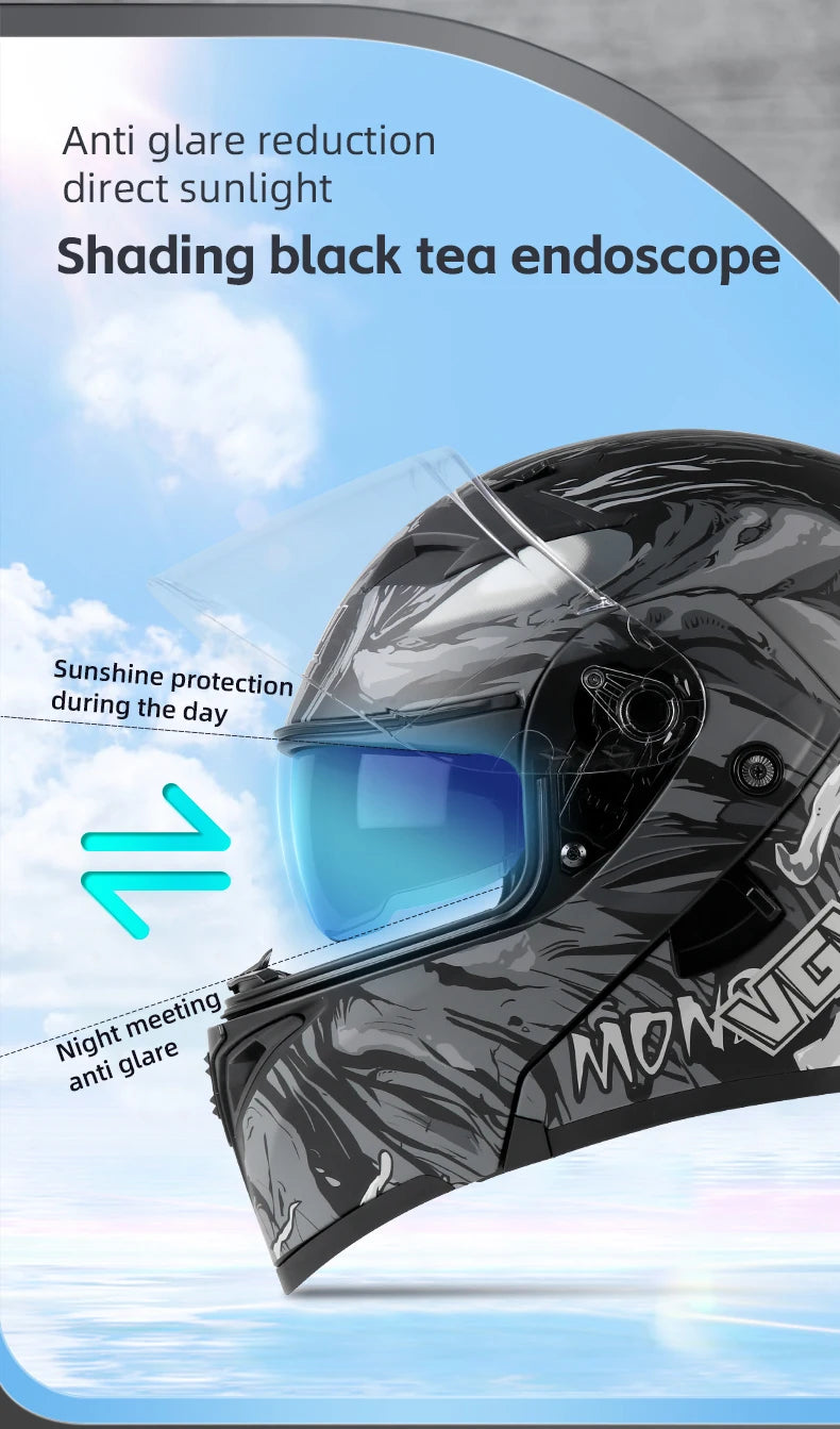VGV 91 Flip Motorcycle Helmet, Dual-Lens, DOT Certified
