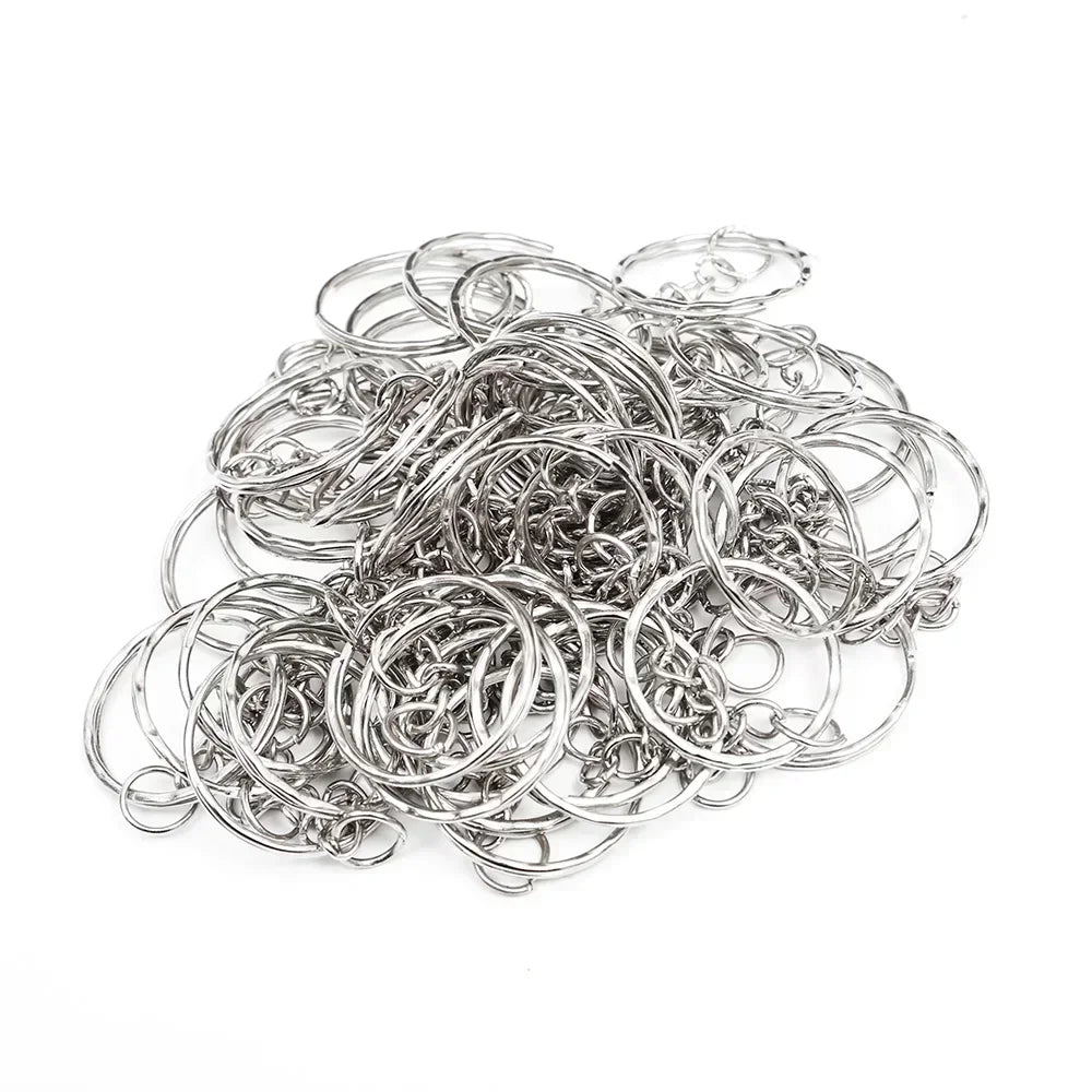 Silver Plated Metal Blank Keyring Keychain Split Ring Keyfob Key Holder Rings Women Men DIY Key Chains Key Ring Accessories