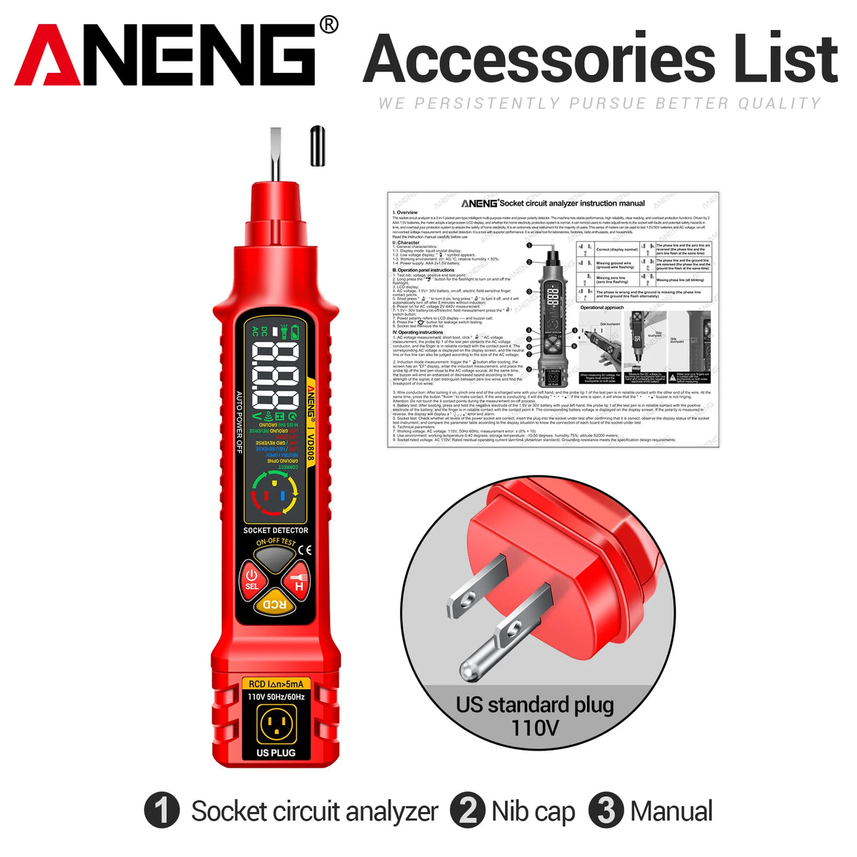 VD808 Socket and Circuit Tester - EU/US Options