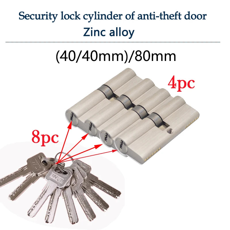 Cilindros de fechadura de porta com chave - Opções de 60/70/80 mm