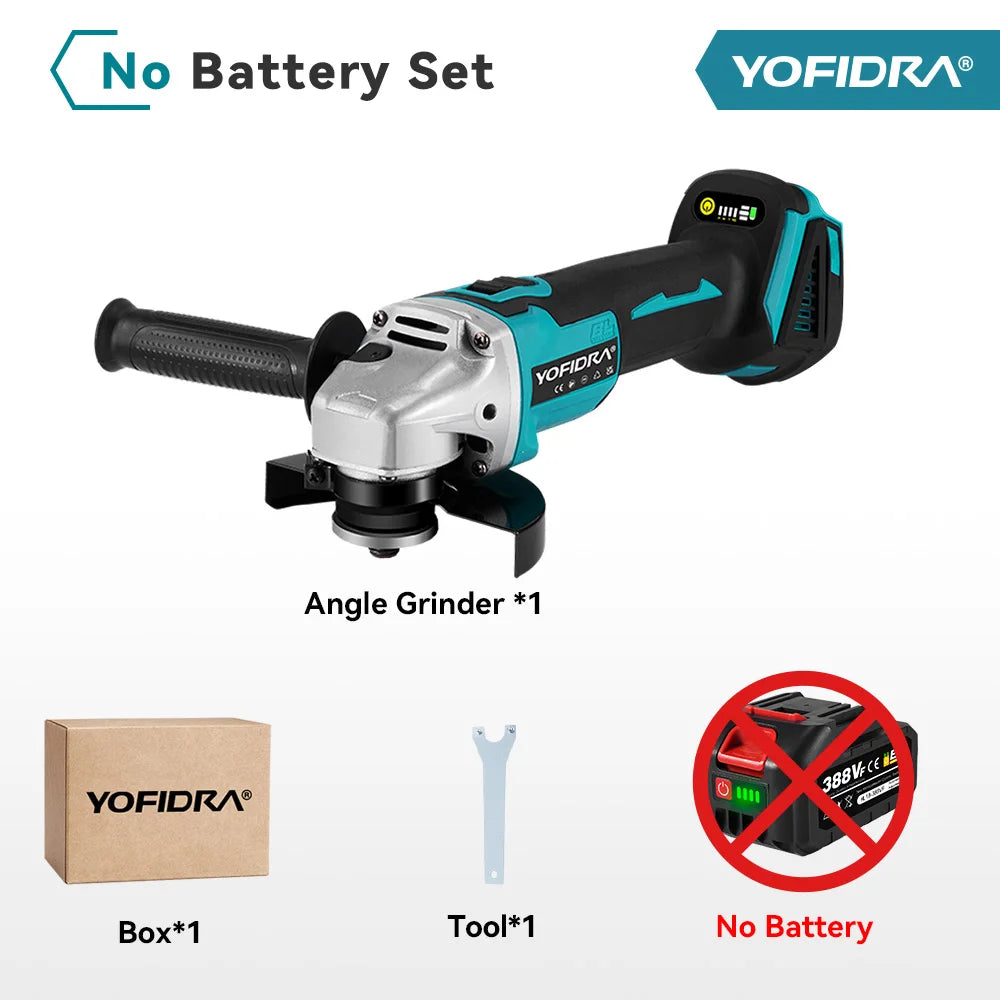 Yofidra 125mm Brushless Angle Grinder with 4-Speed Control