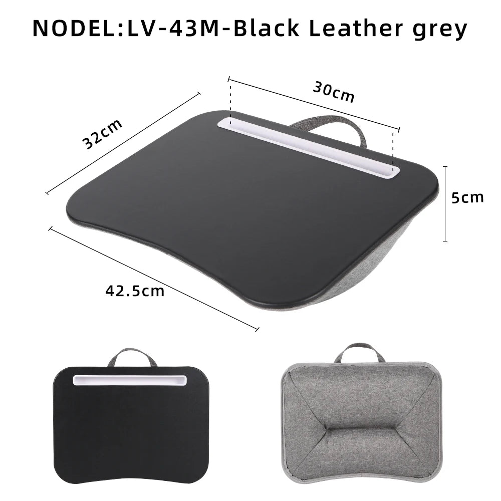 Cushioned Laptop Lap Desk with Wood Surface & Built-In Mouse Pad