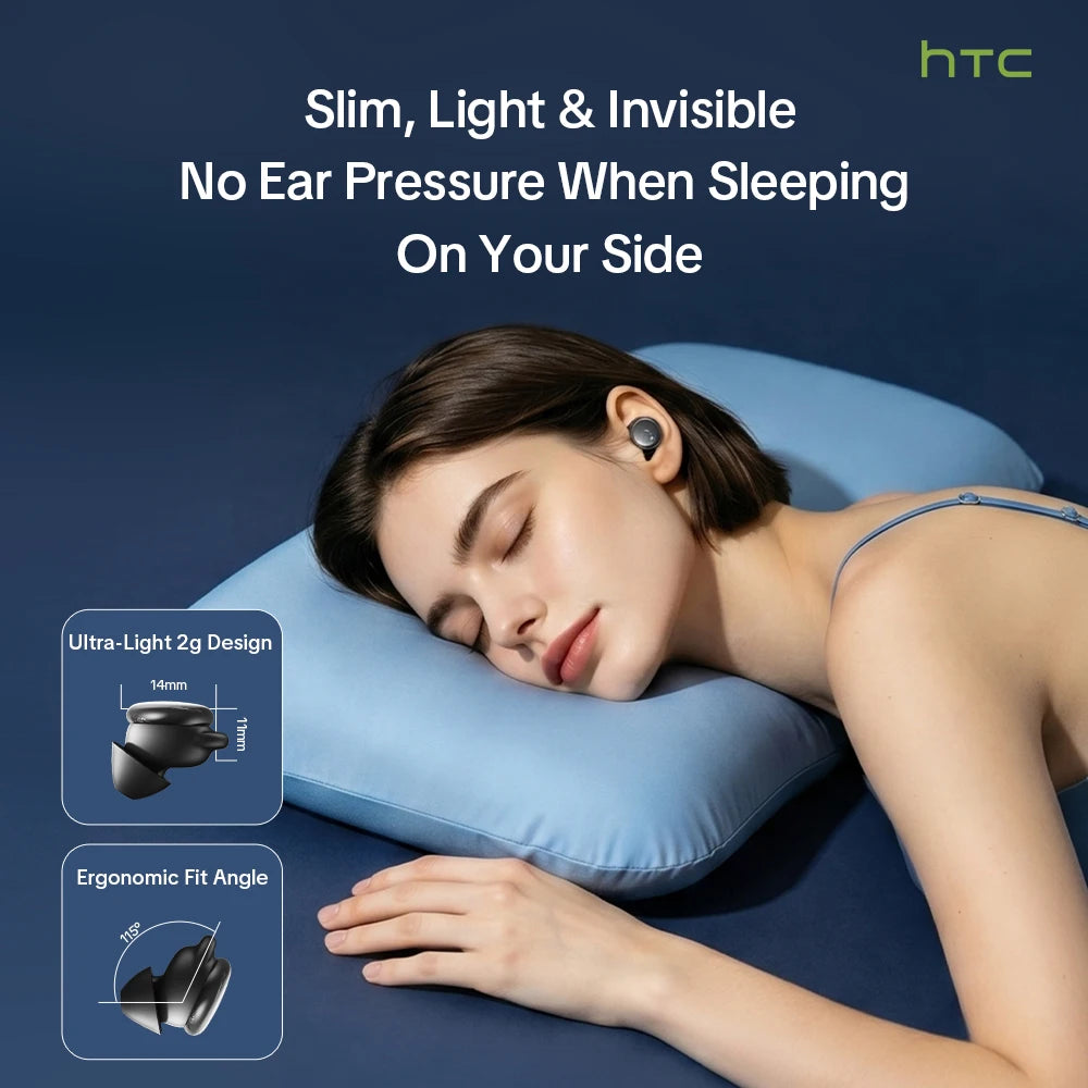 HTC NE92 Wireless Bluetooth 6.0 Sleep Earbuds In Ear Headphones Mini Invisible Earbuds 30H Playtime Comfortable Secure Fit Side Sleep Earphones HiFi Stereo Sound Noise Isolation for Sleeping Travel Office Relaxation Compatibl