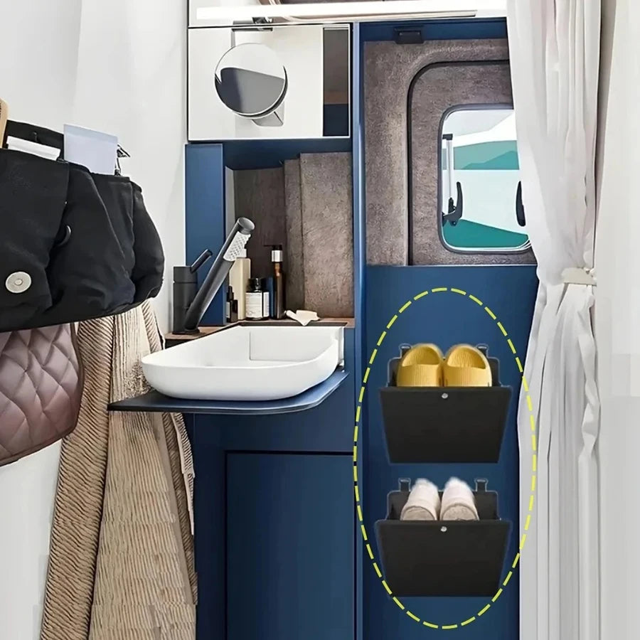 Wall-Mounted Shoe Rack for Caravans and RVs, No Drilling