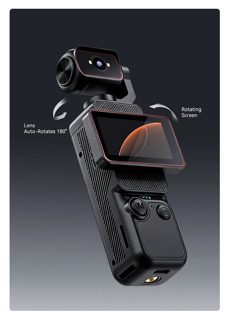 Pocket Action Camera with Rotating Lens