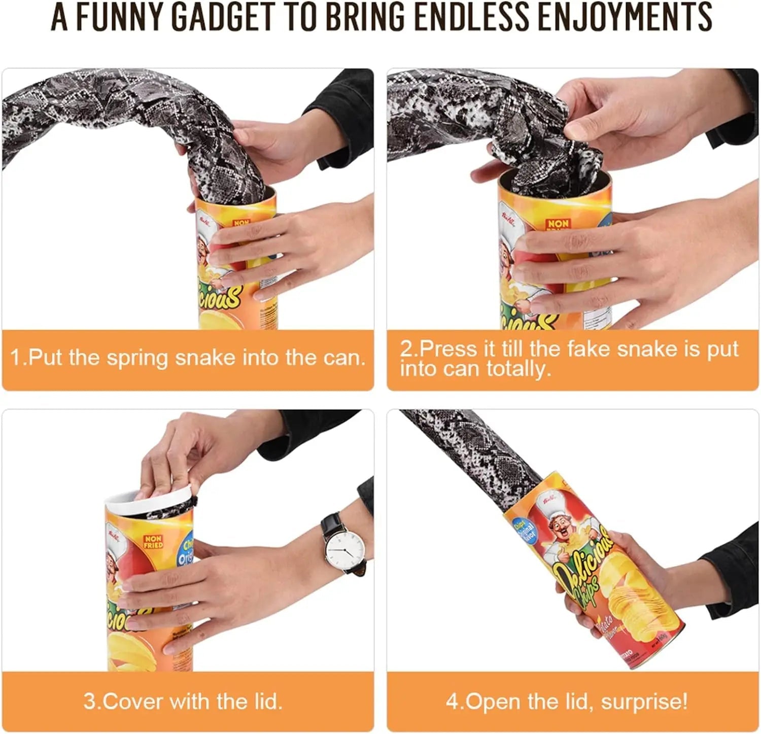 Prank Snake Toy in Potato Chip Can 🐍 