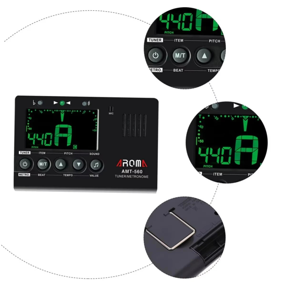 AMT-560 Stimmgerät und Metronom mit Tonabnehmerkabel