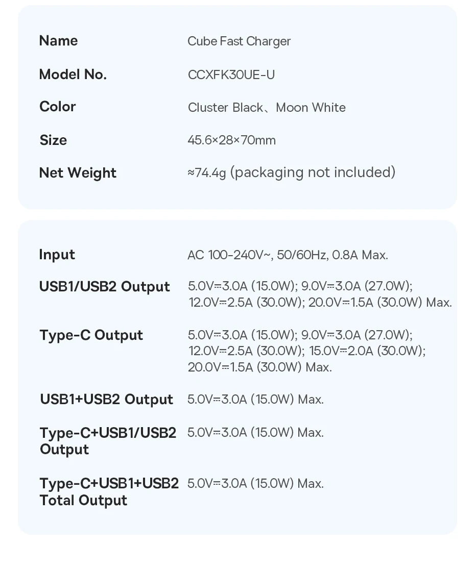 Baseus 30W Gyors Töltő 3-Portos USB-C PD és QC3.0 Fali Adapter