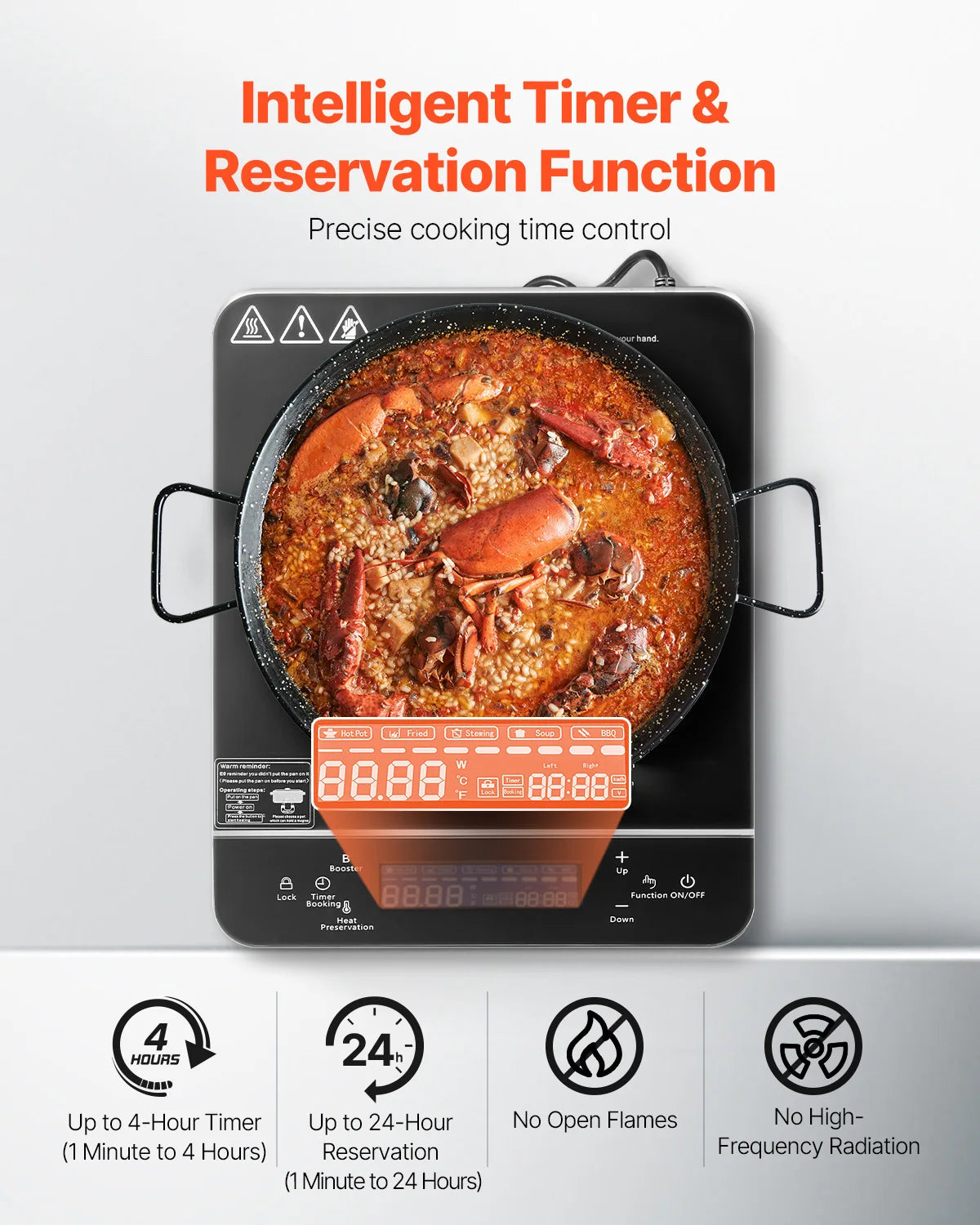 Portable Induction Cooktop 1500W with 9 Heat Levels & Timer