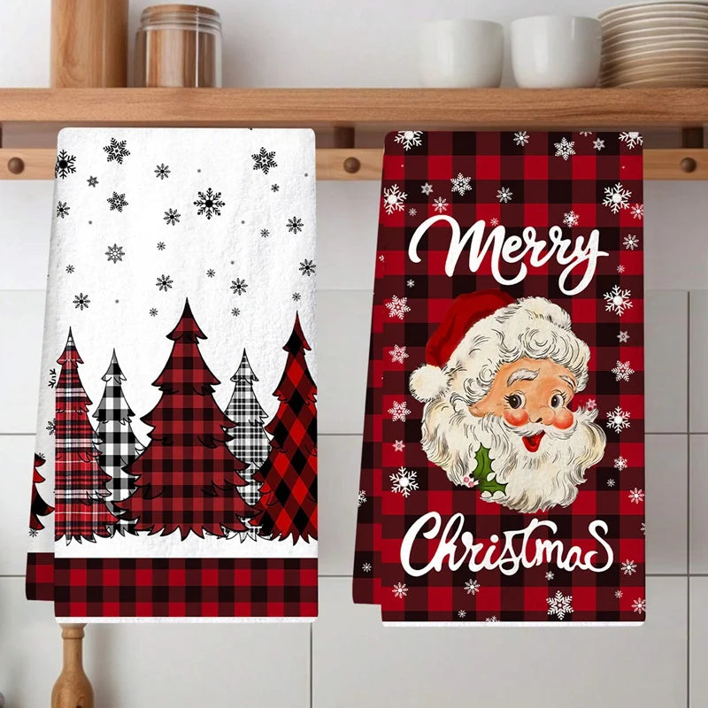 2pcs Christmas Kitchen Towels Merry Christmas Party Decoration 2025 Xmas Santa Claus Dish Towel Navidad Natal New Year Gift 2026 