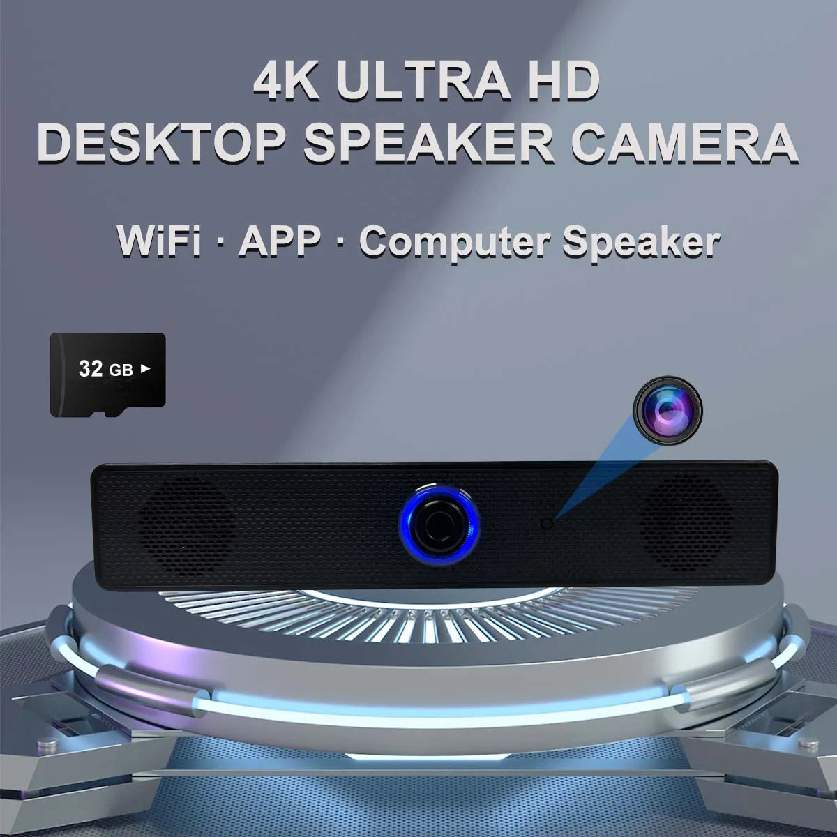 4K WiFi Bluetooth luidsprekercamera met bewegingsdetectie en app-bediening