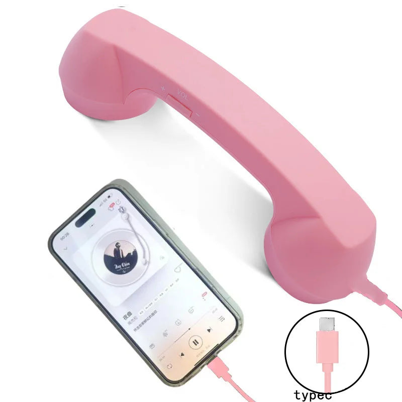 Cuffie cablate con microfono retrò a cornetta telefonica, Type-C, per Android, plug and play, per chat vocali, streaming live e audio