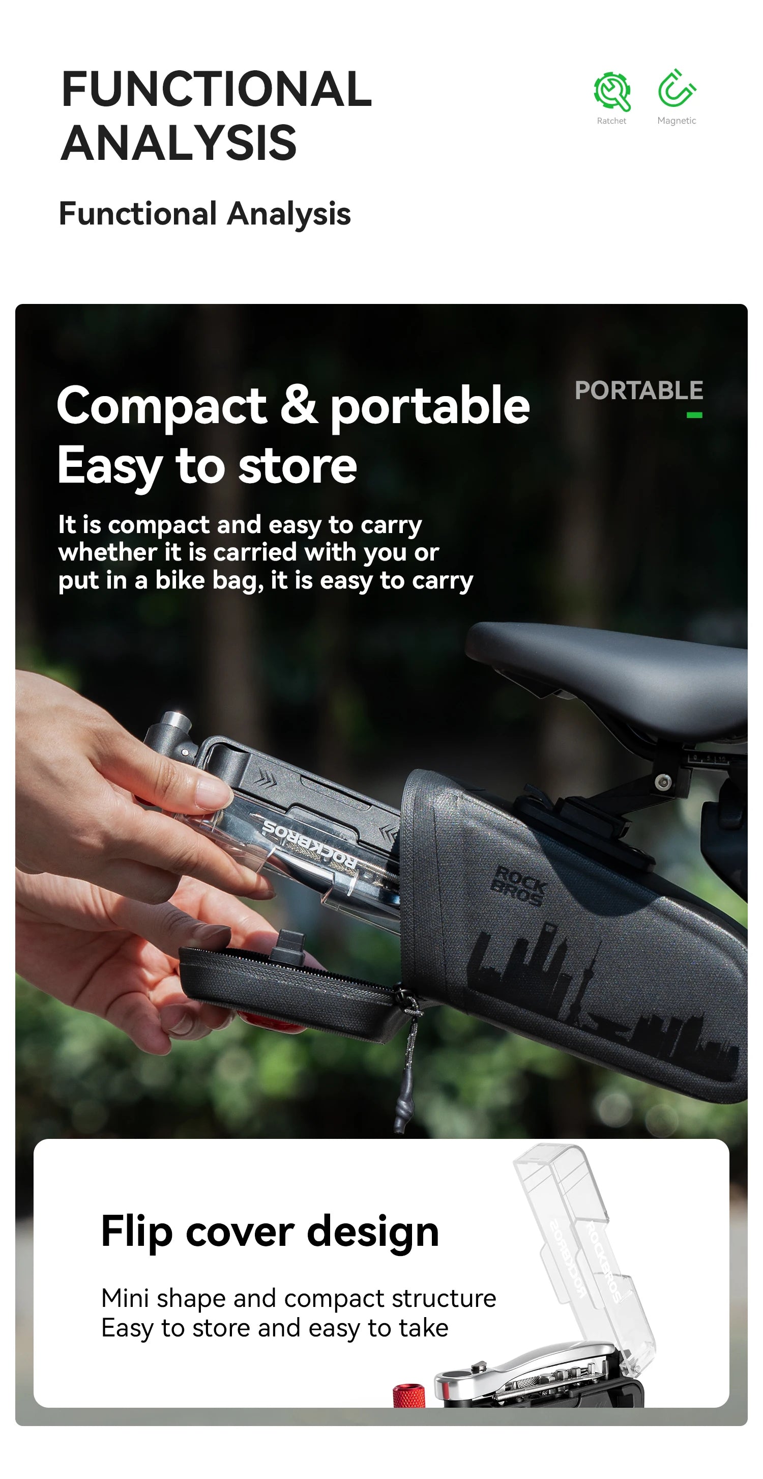 Trousse d’outils de réparation vélo avec clé à cliquet et leviers de pneu  