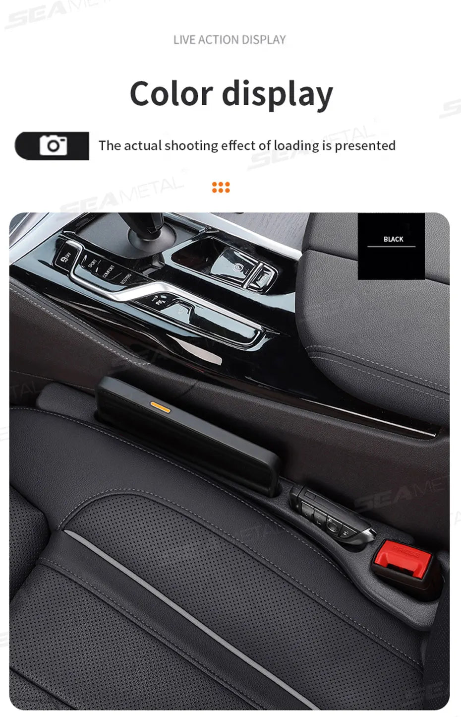 SEAMETAL 2Pcs Car Seat Gap Filler Organizer Flexible Center Console Crevice Filling Strip Seat Side Filler with Expandable Hole