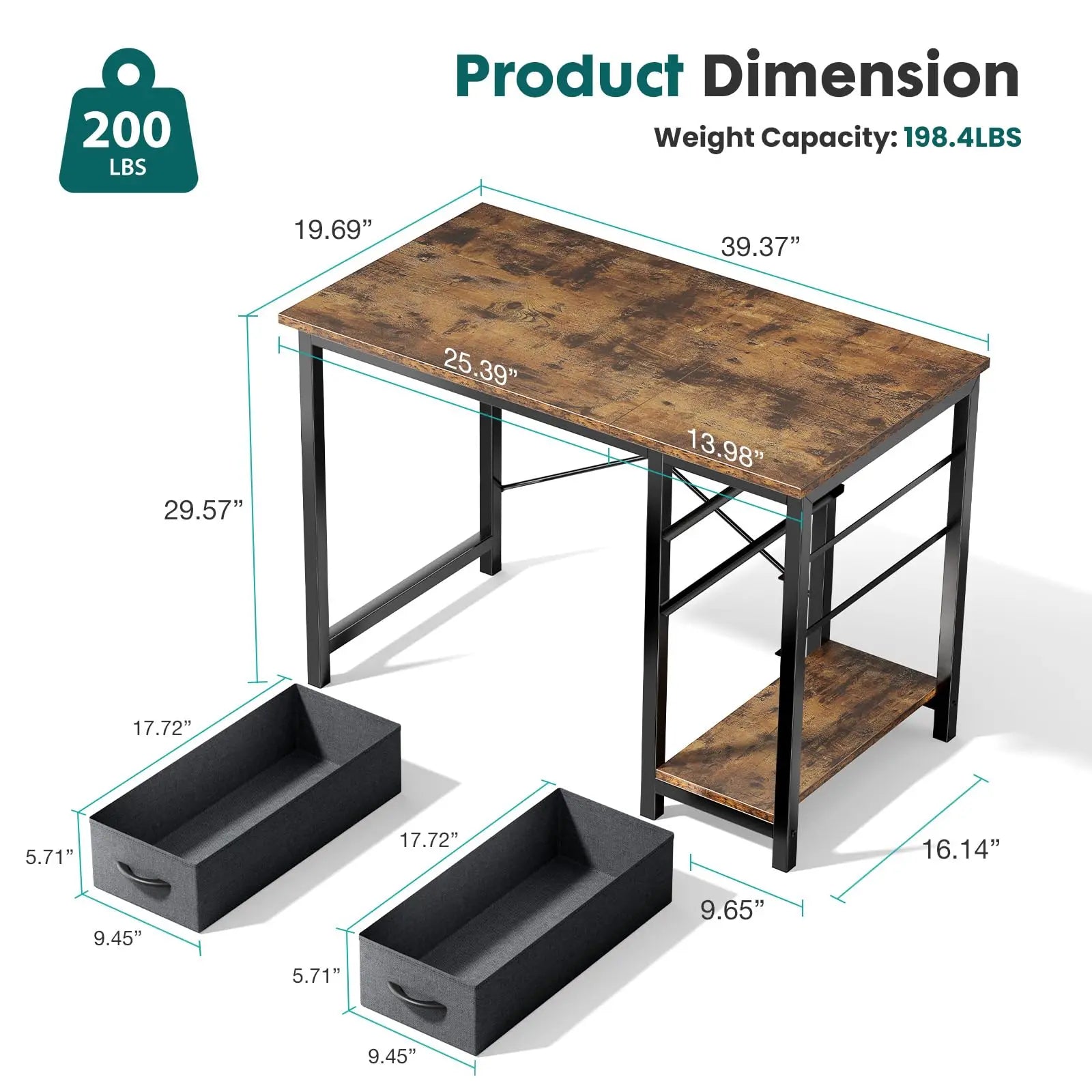 Modern Computer Desk with Drawers and Adjustable Storage Shelf
