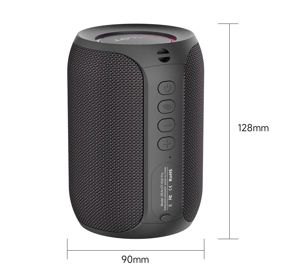 Zealot-S32PRO Powerful Bluetooth Speaker, Bass Wireless, LED Light, Outdoor Speakers, Subwoofer, Waterproof Sound Box Support 