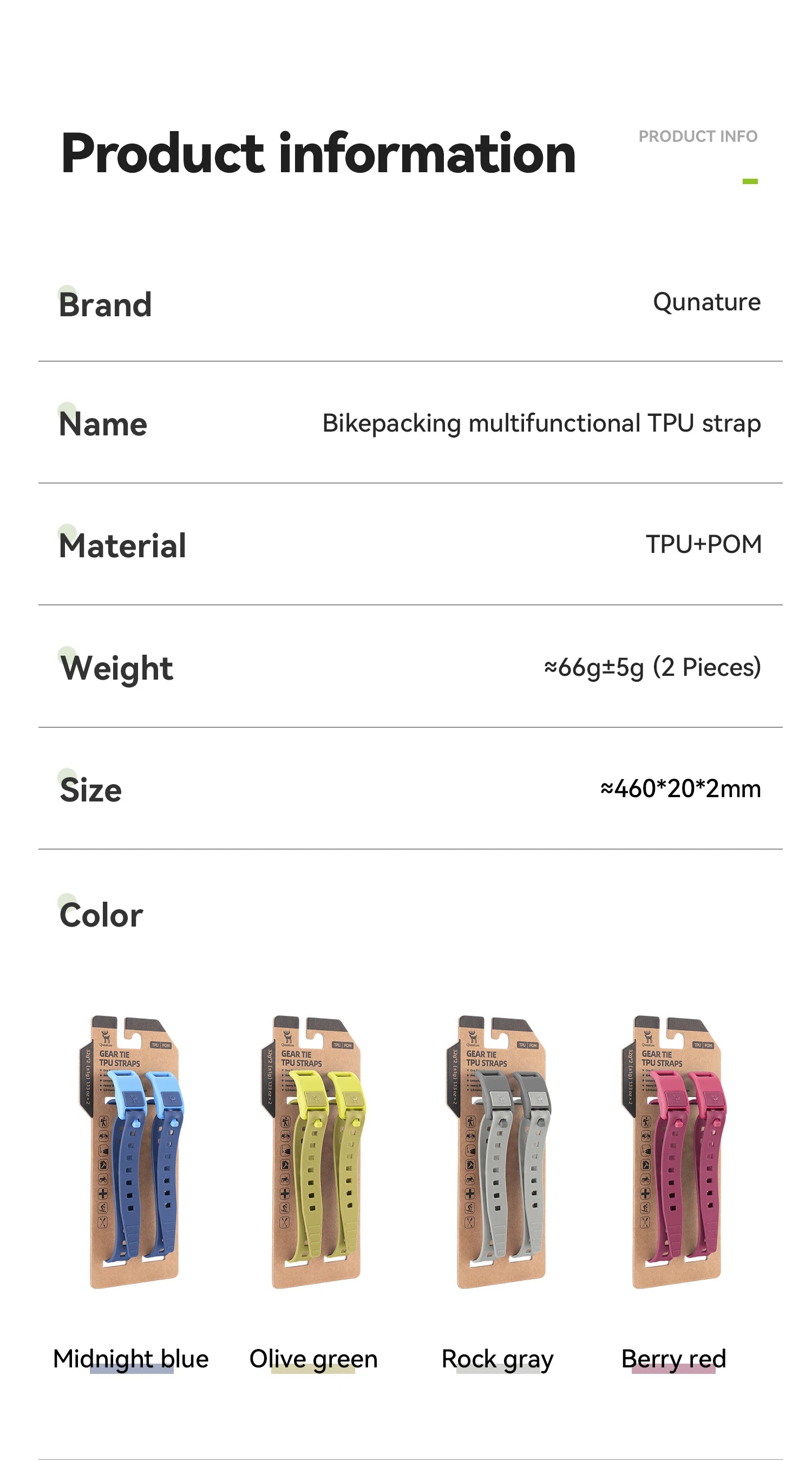 TPU Elastic Outdoor Binding Strap, 460mm Wrap-Around Hold