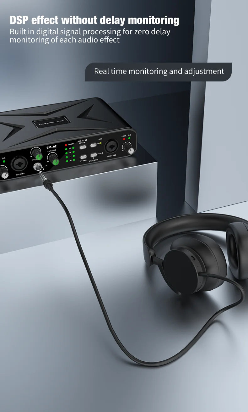 EM-02 USB Audio Interface met Microfoonvoorversterker