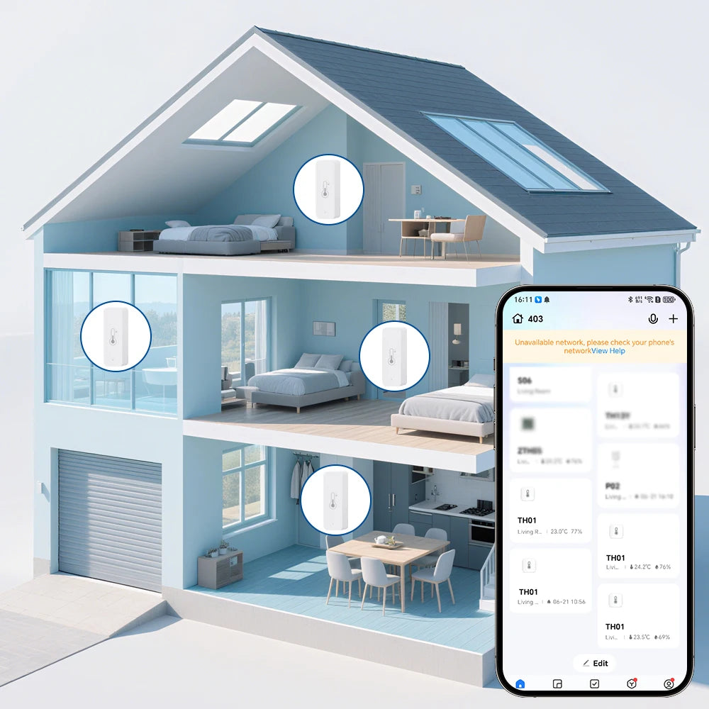 Tuya WiFi Temperature and Humidity Sensor For Smart Home Thermometer Hygrometer APP Remote Control Work with Yandex Alexa