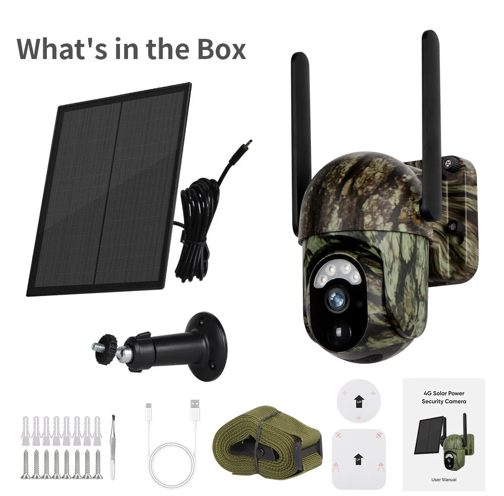 4MP 4G Solar Outdoor Security Camera with PTZ and Night Vision