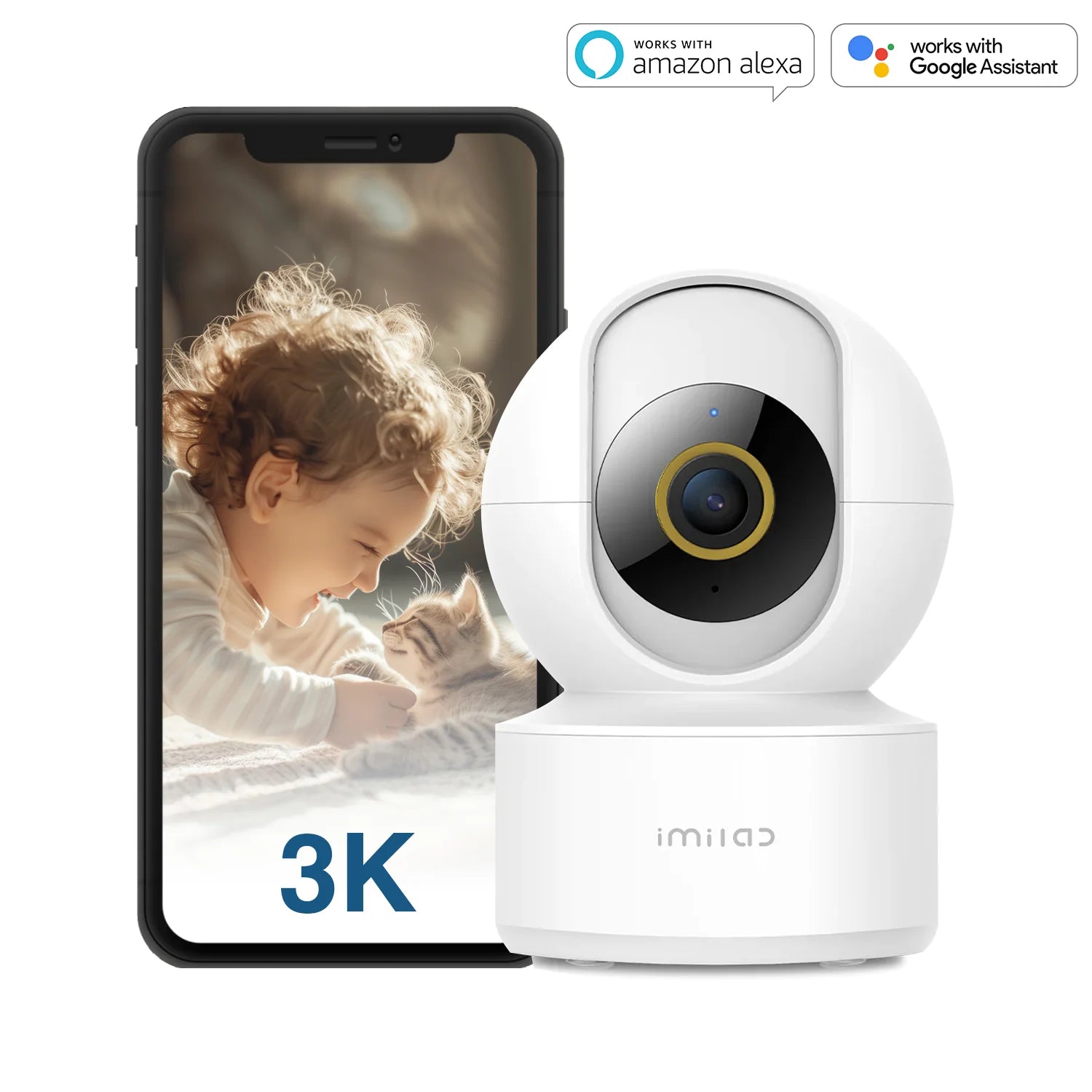 IMILAB C22 3K beltéri biztonsági kamera 360°-os látószöggel, éjjellátóval