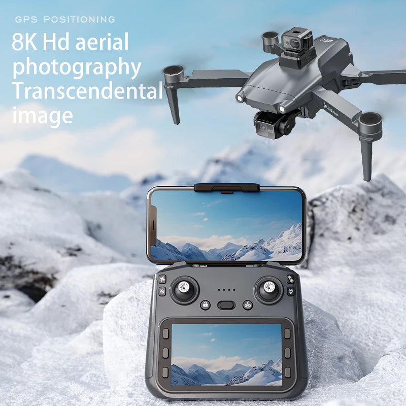 L600 PRO MAX GPS Drone Professional 8K Camera 3-axis Gimbal Aerial 5G WIFI FPV Brushless Motor 360 ° Laser Obstacle Avoidance Optical Flow Hover with Large Screen Remote Control Aircraft Folding Quadcopter Drones Kids Toys G