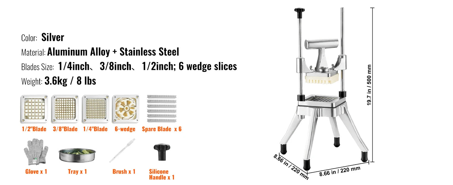 Manual Vegetable Chopper with 4 Blades and Stable Base