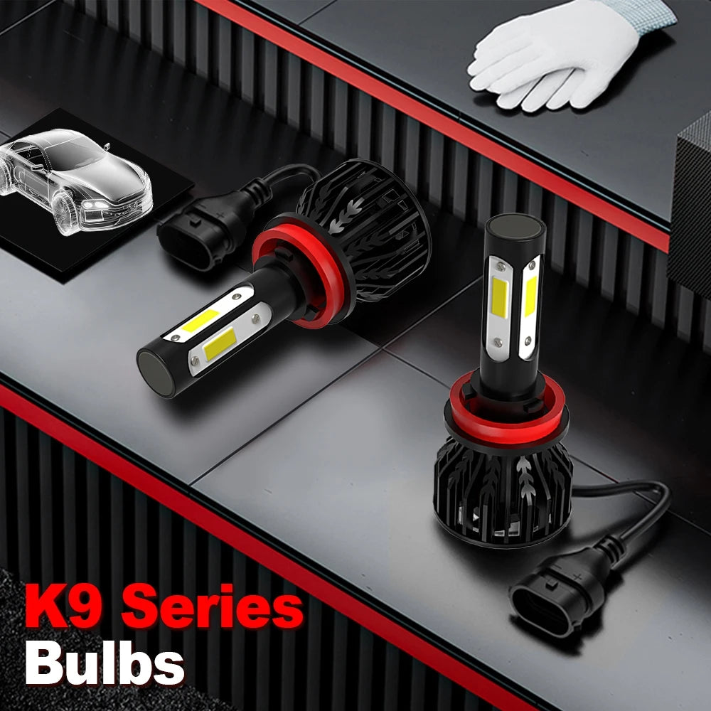 1 set de 4 becuri LED pentru faruri auto cu 4 fețe 9007, 25000LM 200W 9007 HB5 Hi/Lo, becuri pentru far LED auto COB 6000K alb 8000K albastru