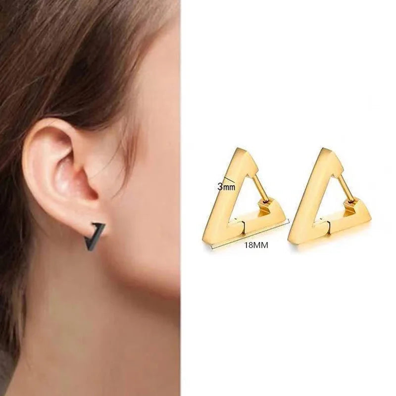 1 Pairs Punk Triangle Earrings - Unisex, Hypoallergenic Stainless Steel for Modern Style & Durability 