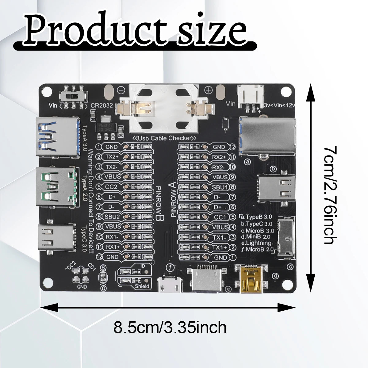 Cablu USB, linie de date, placă de test, tester de cablu USB, contact scurt, comutare on-off pentru tip-C, placă de test