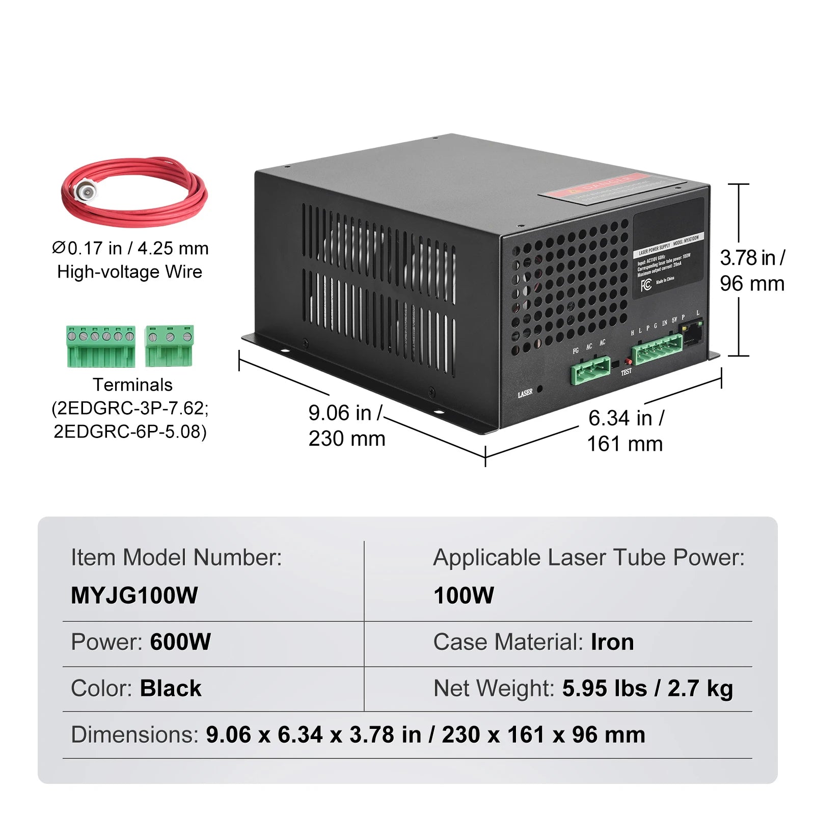 Τροφοδοτικό Ισχύος CO2 Laser 40W–150W για Χαράκτες & Κόφτες 110V