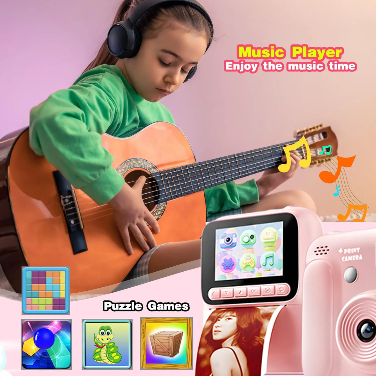 Kids Instant Color Printing Camera 32GB 1080P