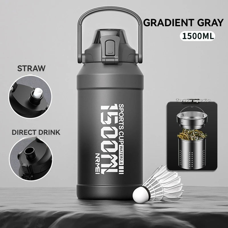 Stainless Steel Insulated Water Bottle with Straw and Handle