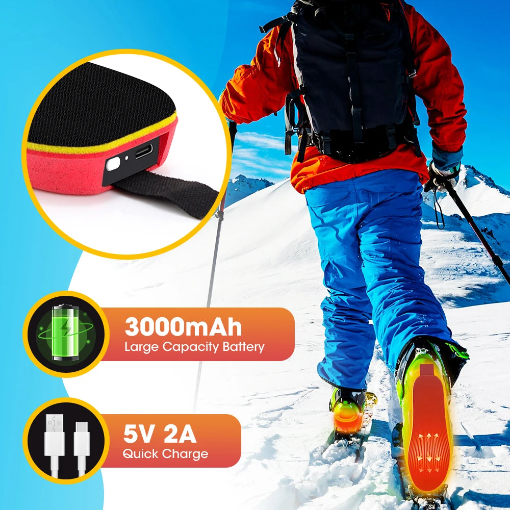 Opvarmede indlæg Genopladelige, app-styring 3000mAh Trådløs elektrisk fodvarmer 16 t driftstid, IPX7 Vandtæt Skær til pasform Smart opvarmede skosåler til ski støvler Vandreture udendørs arbejde vinter mænd kvinder, 30-70°C Dualstyring,