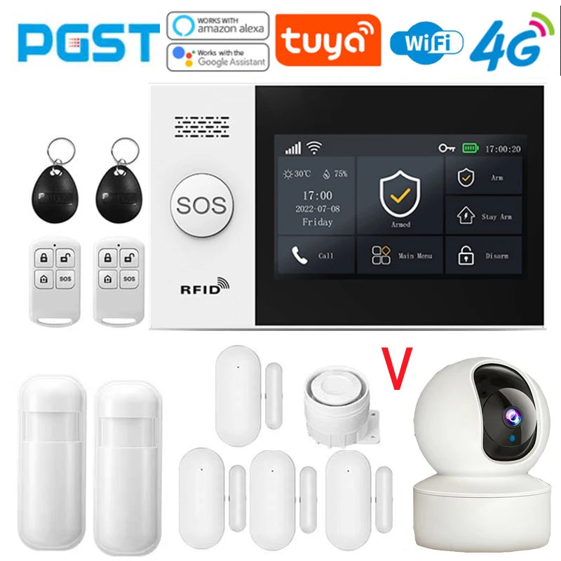 4.3-Inch Smart Home Alarm System with Touch Screen, WiFi, 4G, and Infrared Sensor