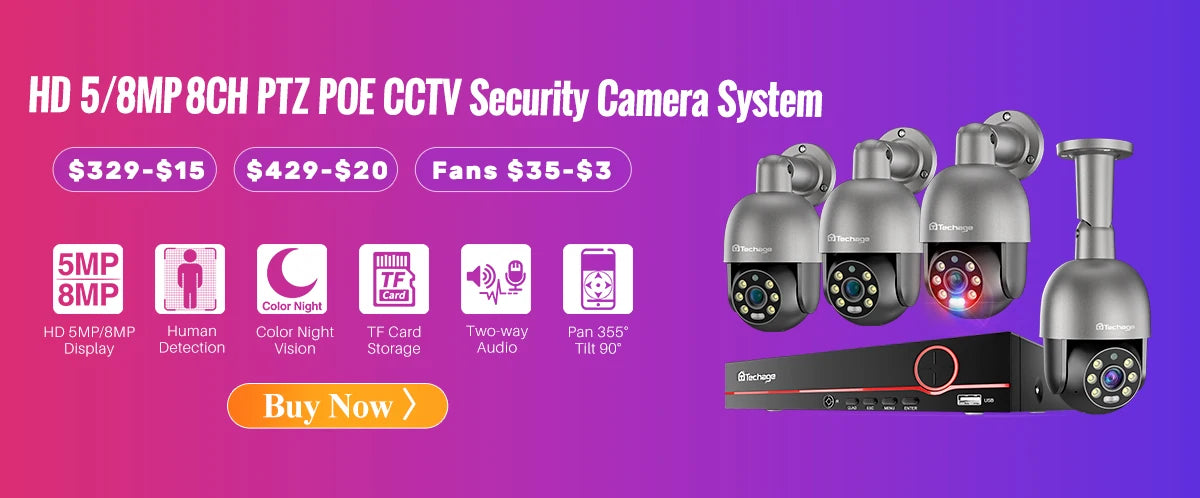 4K POE Security Camera with Human Detection, Color Night Vision & Two-Way Audio