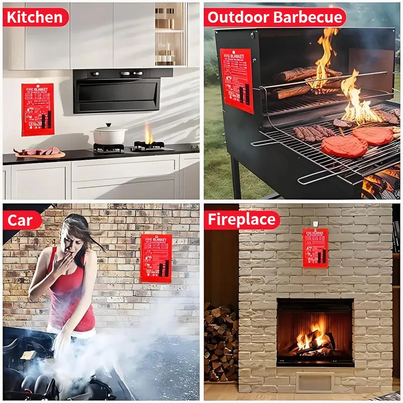 Emergency Fire Blanket 4 Pack for Kitchen and Home Safety