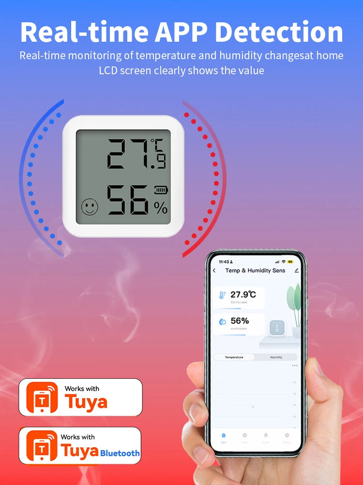 Bluetooth 5.2 Temperature and Humidity Sensor with LCD