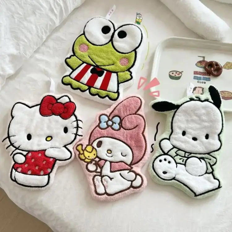Sanrio Coral Fleece Hand Towel – Hello Kitty, My Melody & Pochacco 🐱 