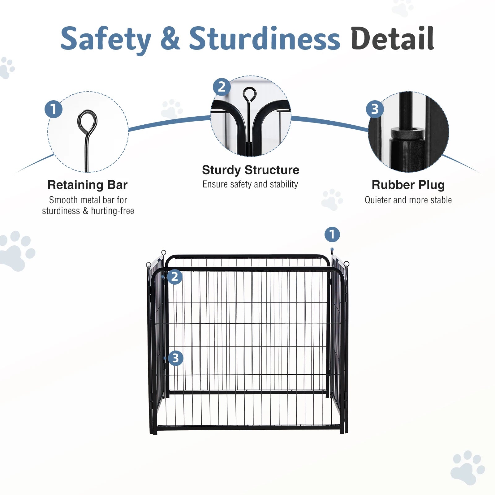 Foldable Metal Dog Playpen with Door for Indoor & Outdoor Use
