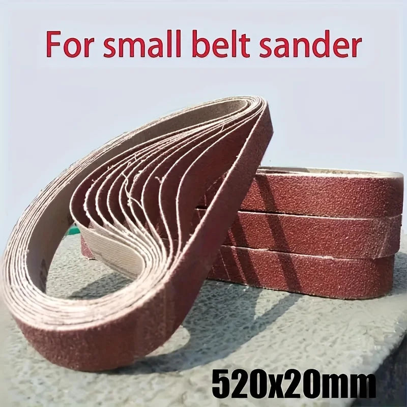 20 × 520 mm Sanding Belts, 10 Pack