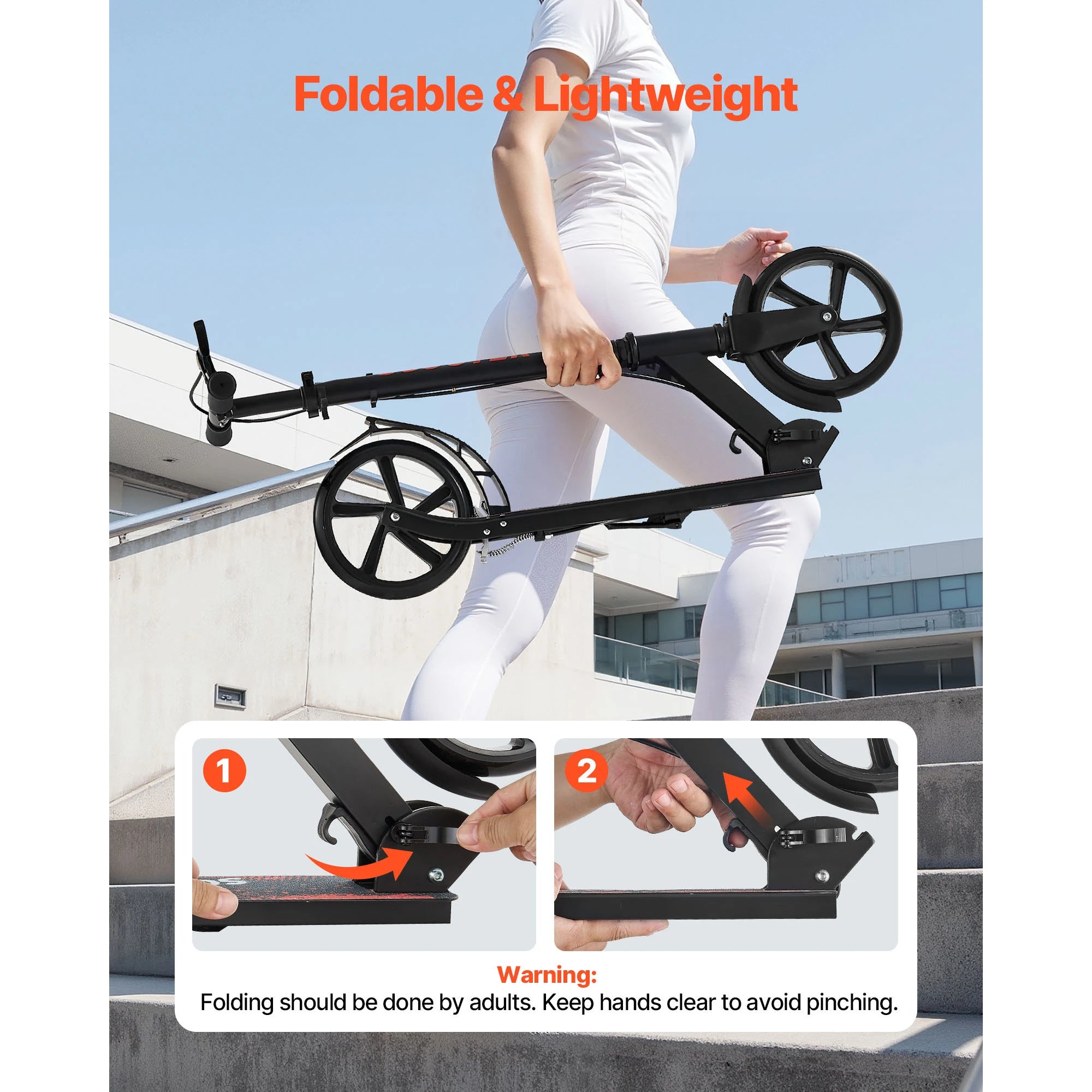 SucceBuy Kick Scooter for Kids Ages 8+ Teens & Adults 2-Wheel Toddler Scooter with Height Adjustable Handlebar for Boys & Girls