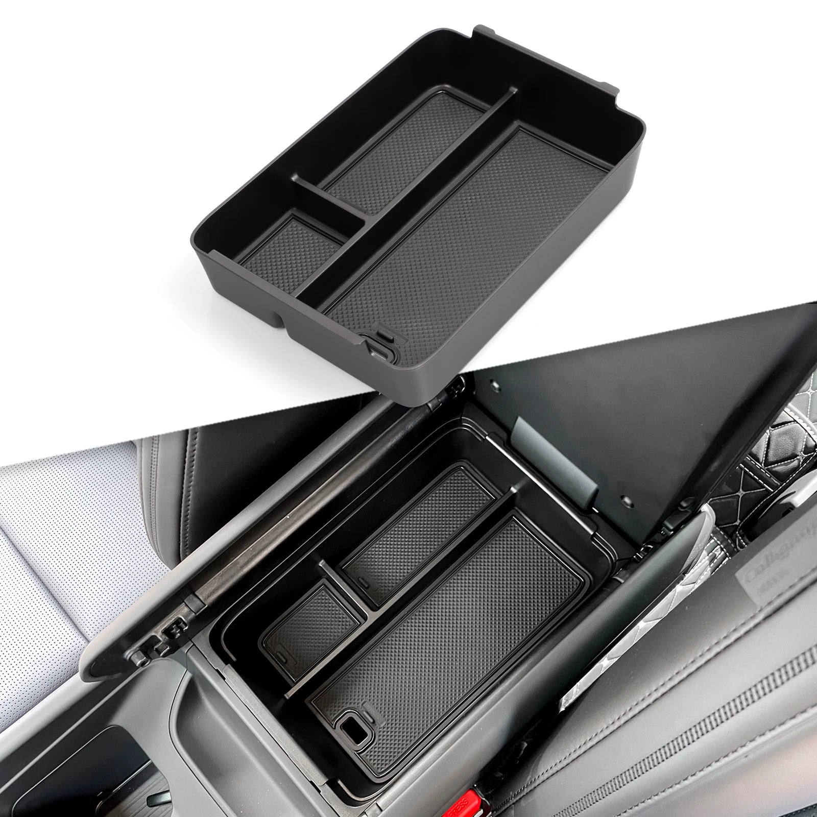 Smabee for Hyundai Santa Fe 2024 2025 2026 Storage Box Cup Holder Anti Dirt Pad Car Interior Accessories Organizer Tidying Black