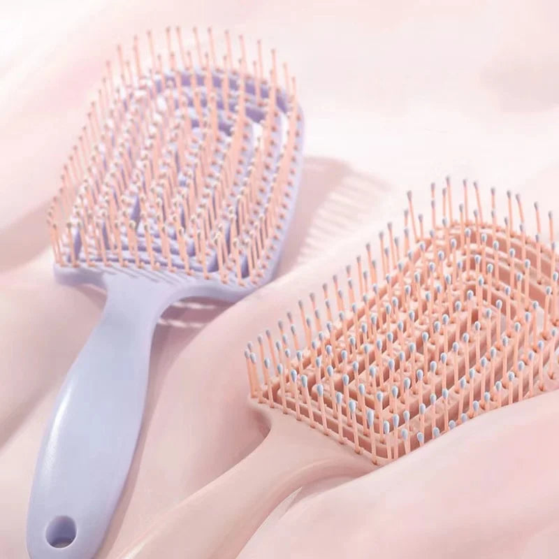 1Pcs Elastic Massage Comb Hollow Out Hair Brush Scalp Massage Combs Hair Styling Detangler Fast Blow Drying Detangling Tool 
